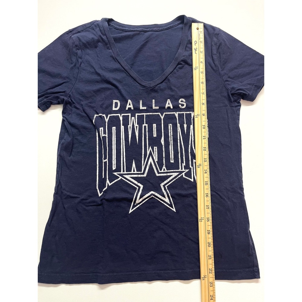 Dallas Cowboys Womens V-Neck T-Shirt Navy Blue NFL Football Fan Graphic Tee 0276 - Picture 3 of 4